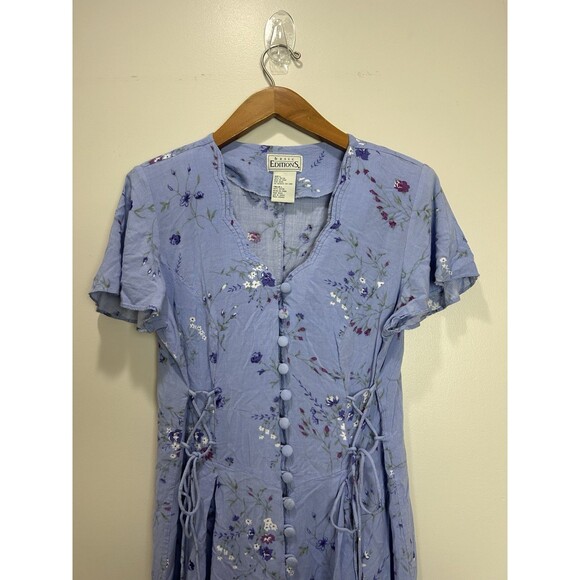 90s Y2K Basic Editions Women's Button Front Floral Romper Size L - Picture 2 of 9